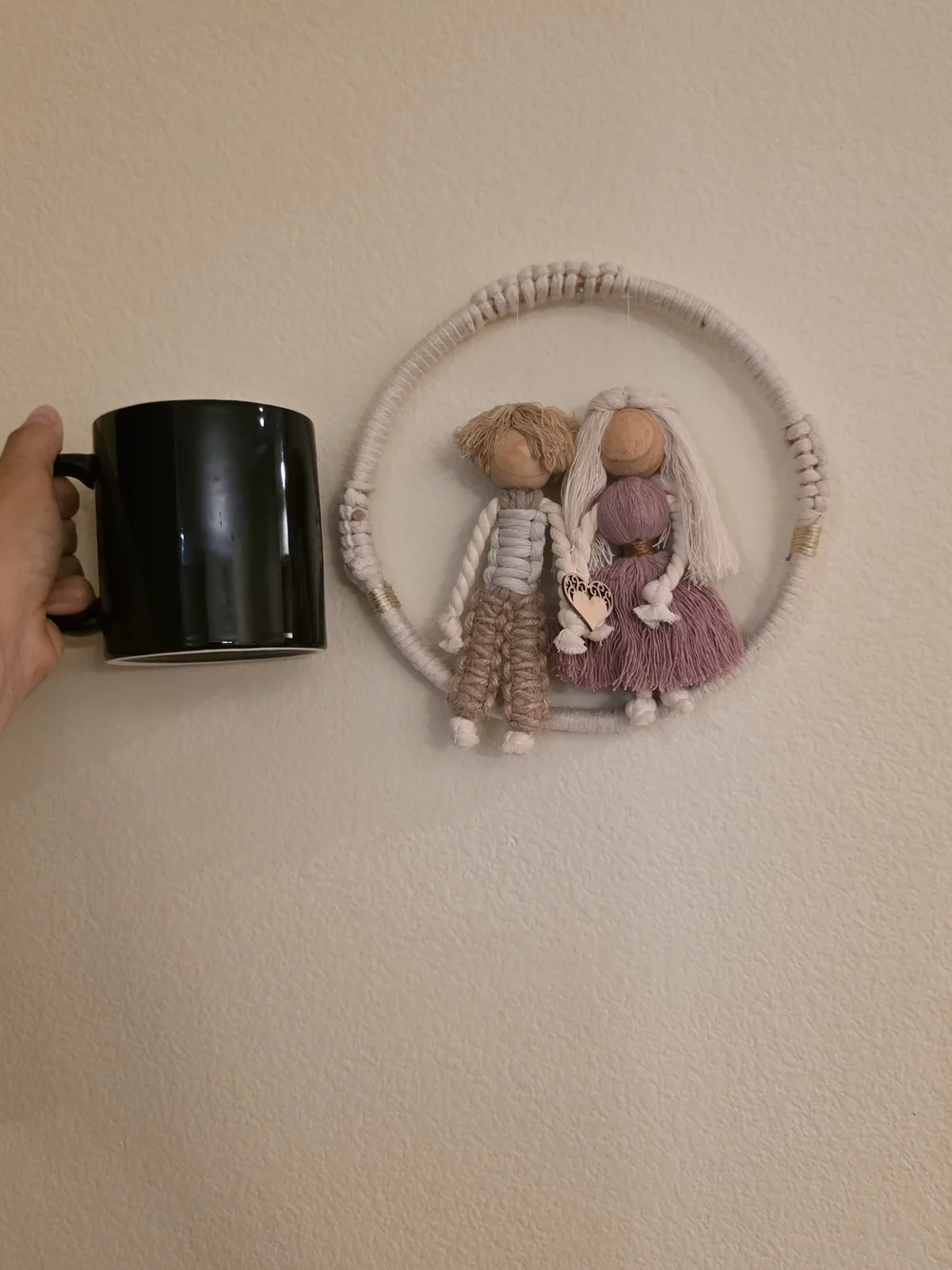 Macramé Couple Portrail Wall Hanging Love Handmade Boho Cottagecore